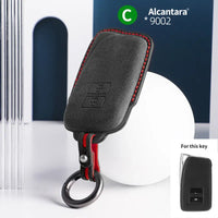 Lexus Alcantara suede key fob cover in black (red stitching)