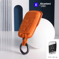Alcantara suede key fob cover in orange