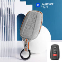 Toyota Alcantara suede key fob cover in light grey (orange stitching)