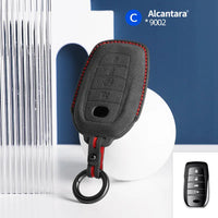 Toyota Alcantara suede key fob cover in black (red stitching)