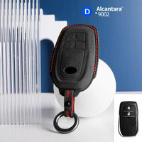 Toyota Alcantara suede key fob cover in black (red stitching)