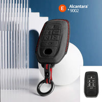 Toyota Alcantara suede key fob cover in black (red stitching)