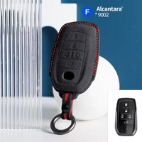 Toyota Alcantara suede key fob cover in black (red stitching)
