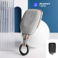Toyota Alcantara suede key fob cover in light grey (orange stitching)