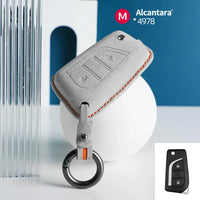 Toyota Alcantara suede key fob cover in light grey (orange stitching)