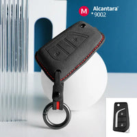 Toyota Alcantara suede key fob cover in black (red stitching)