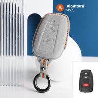 Toyota Alcantara suede key fob cover in light grey (orange stitching)
