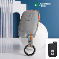 Toyota Alcantara suede key fob cover in light grey (orange stitching)