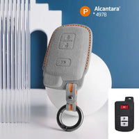 Toyota Alcantara suede key fob cover in light grey (orange stitching)