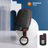 Toyota Alcantara suede key fob cover in black (red stitching)