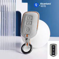 Toyota Alcantara suede key fob cover in light grey (orange stitching)