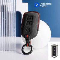 Toyota Alcantara suede key fob cover in black (red stitching)