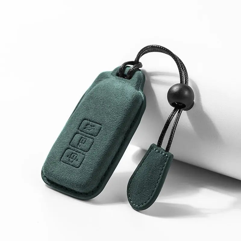 Lexus Alcantara suede key fob cover in green, view 2