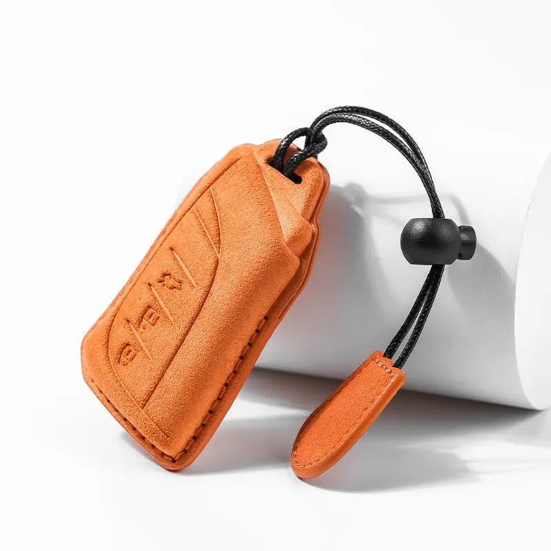 Lexus Alcantara suede key fob cover in orange