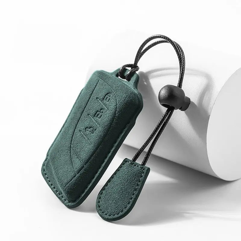 Lexus Alcantara suede key fob cover in green