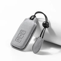 Lexus Alcantara suede key fob cover in light grey, view 2