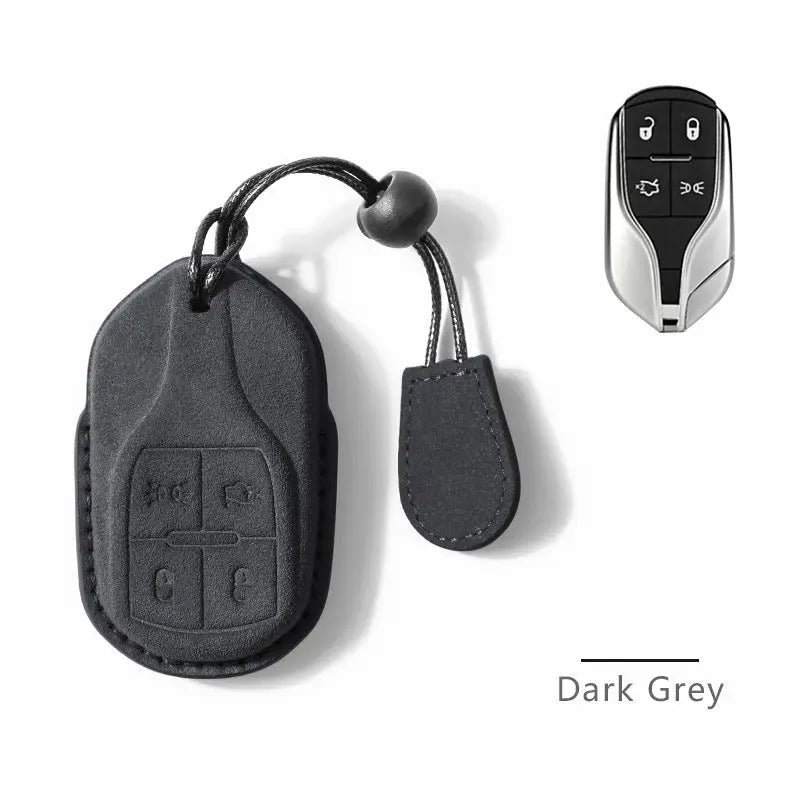 Maserati Alcantara suede key fob cover in dark grey