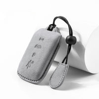 Maserati Alcantara suede key fob cover in light grey