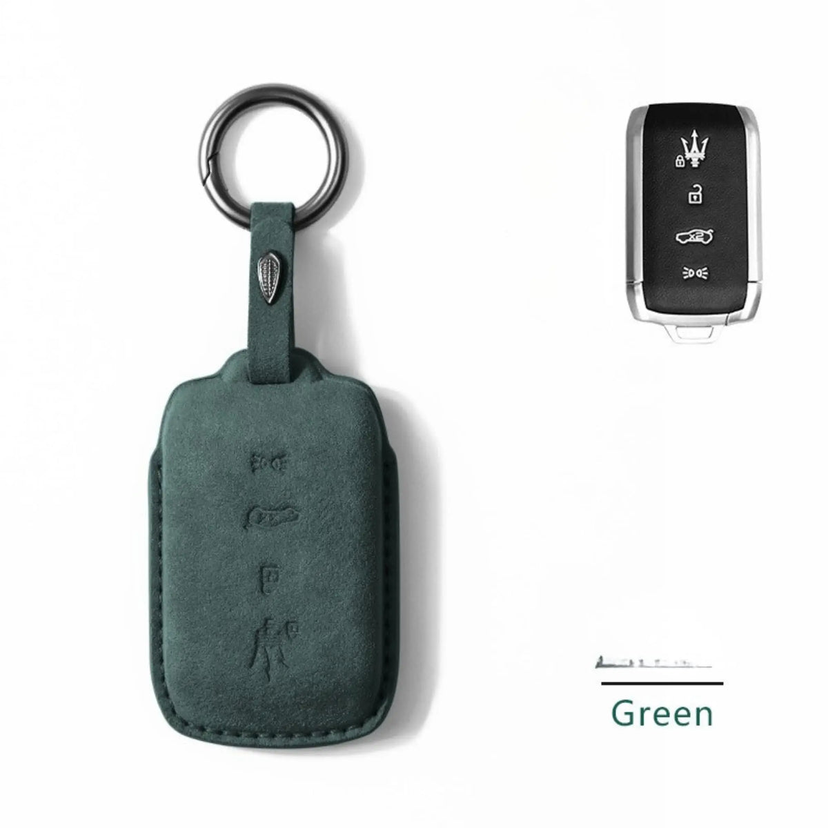 Maserati Alcantara suede key fob cover in green