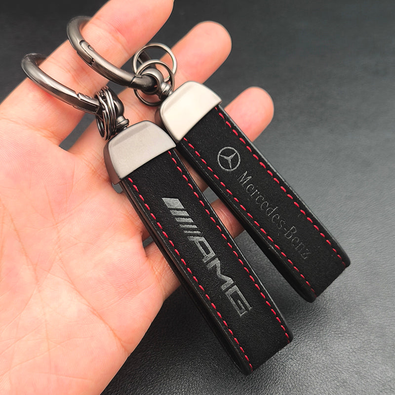 Mercedes AMG keychain with premium metal and leather design