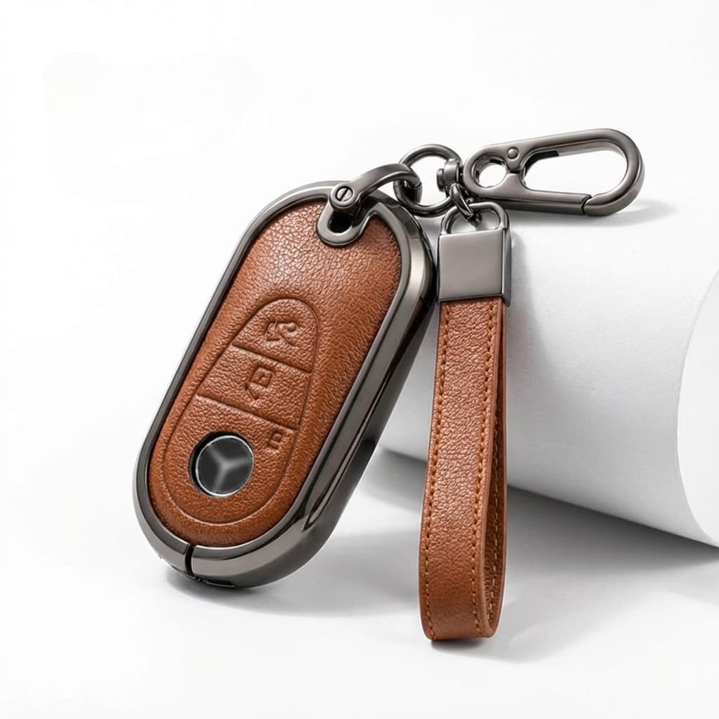 Mercedes key cover C-Type alloy in brown