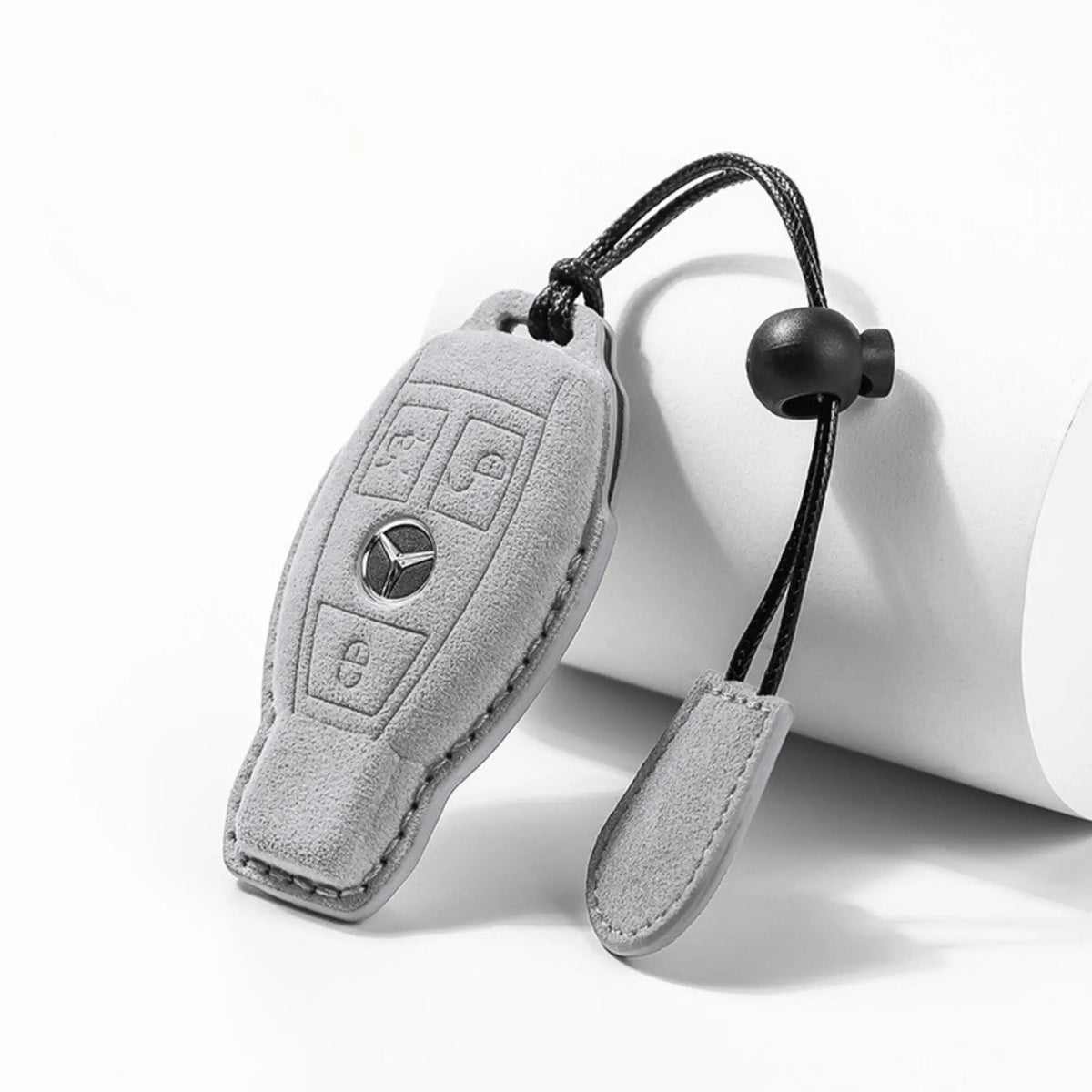 Mercedes-Benz Alcantara suede key fob cover in light grey