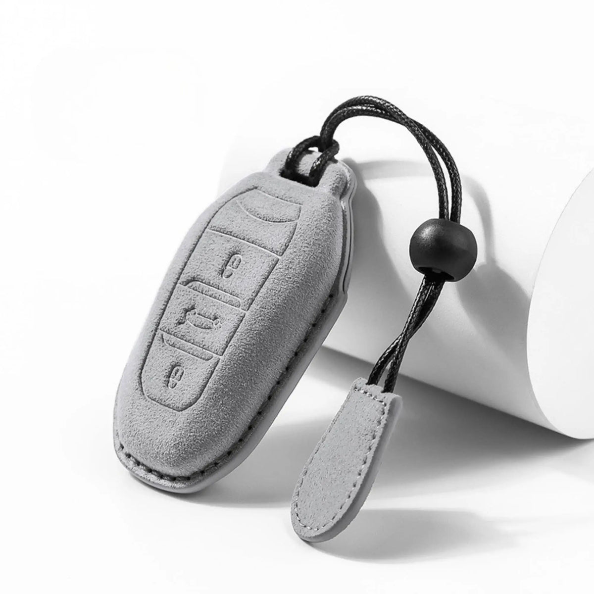 Alcantara suede key fob cover in light grey