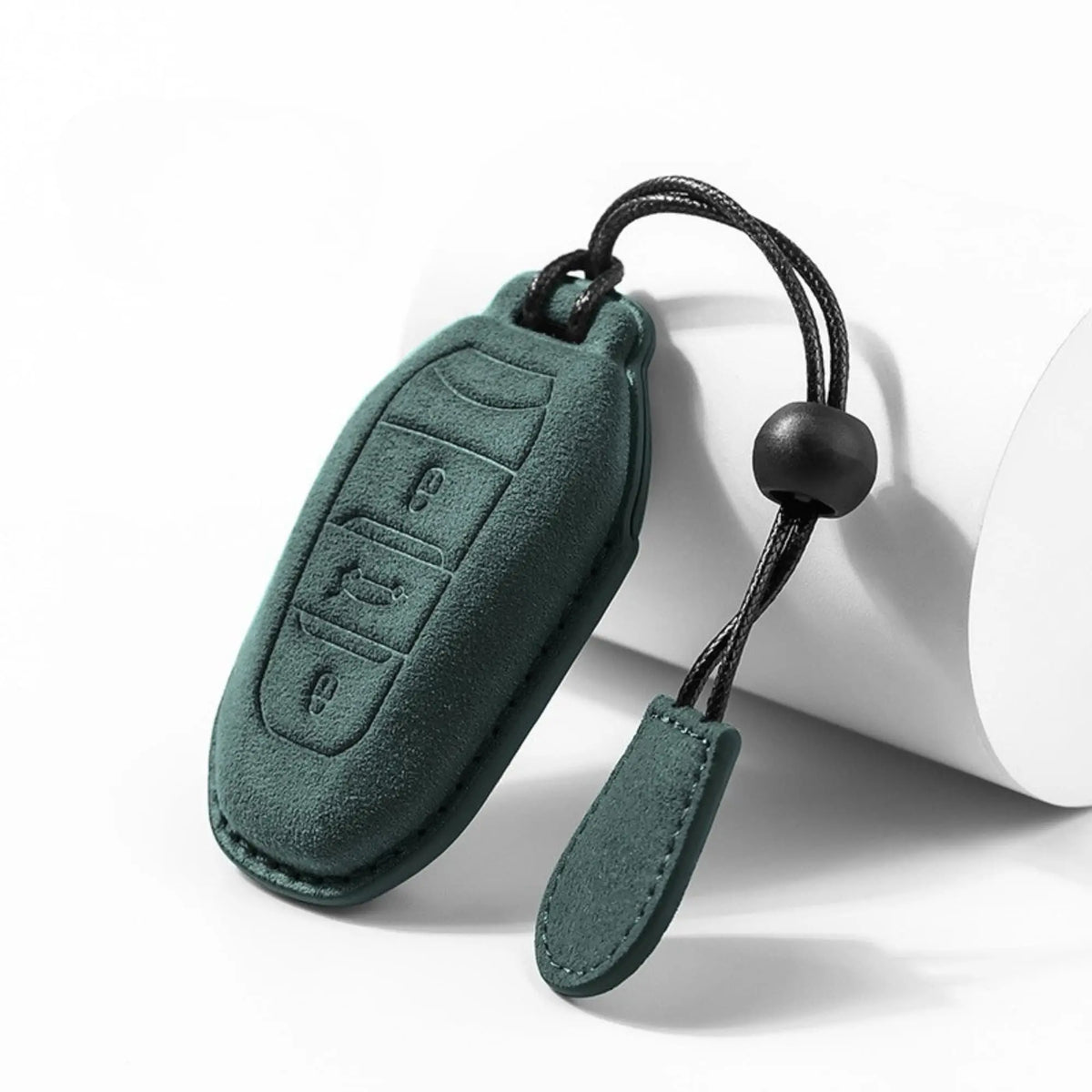 Alcantara suede key fob cover in green