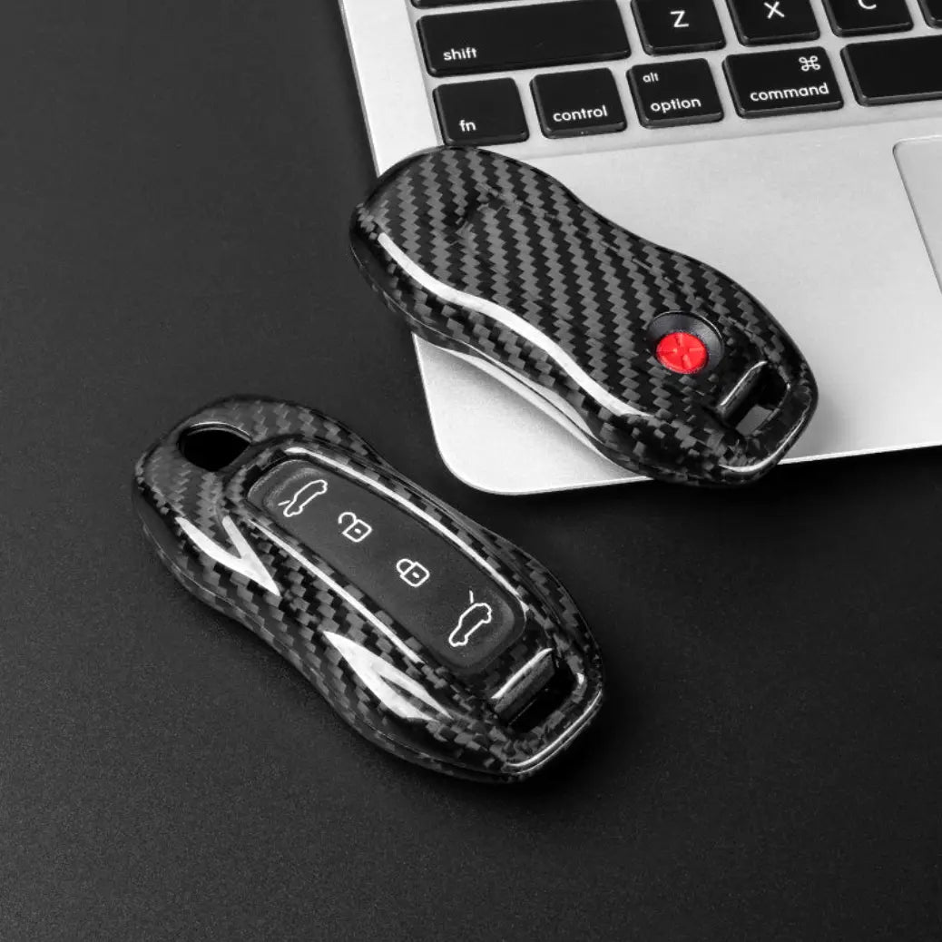 Porsche carbon fiber key fob cover, view 6