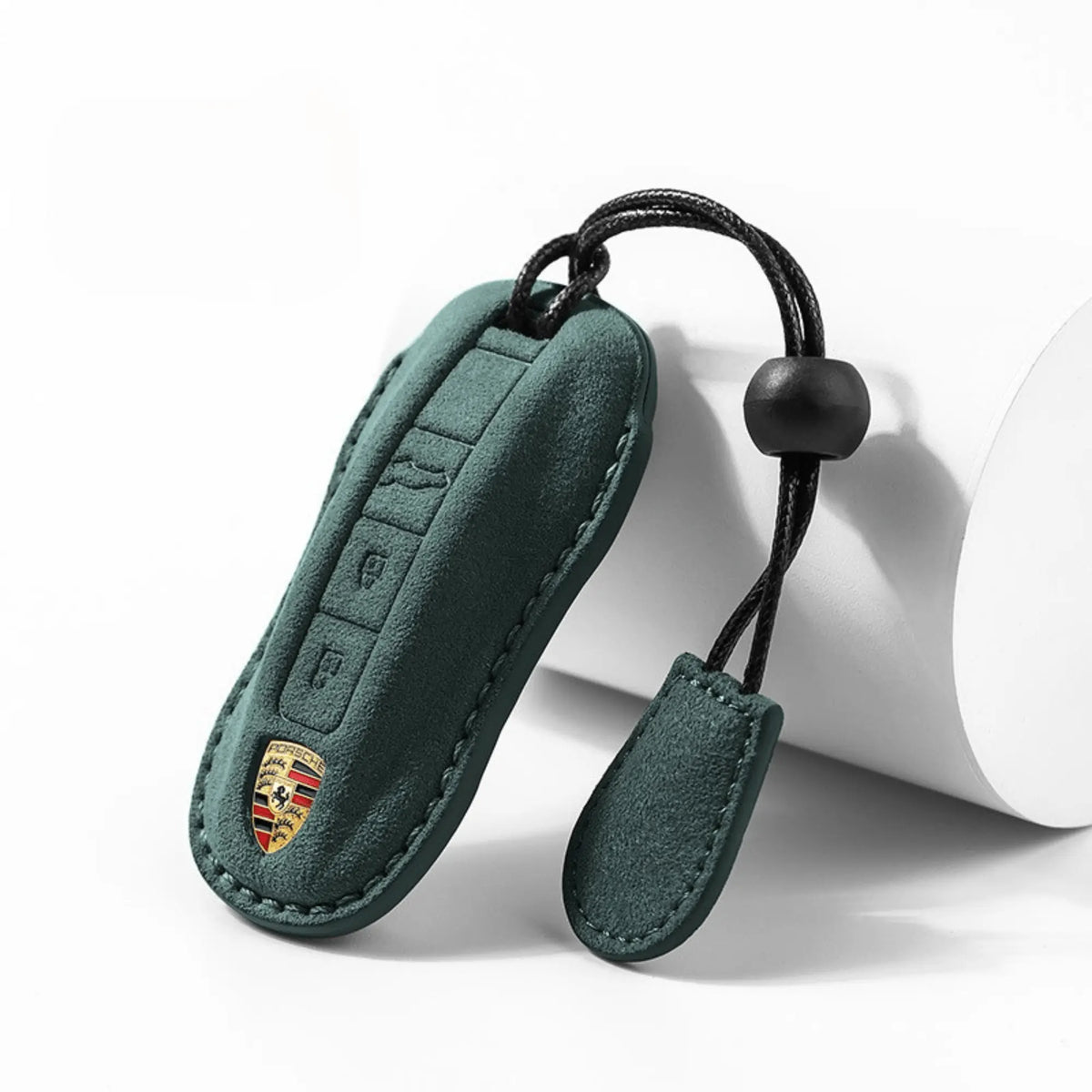 Porsche Alcantara suede key fob cover in green