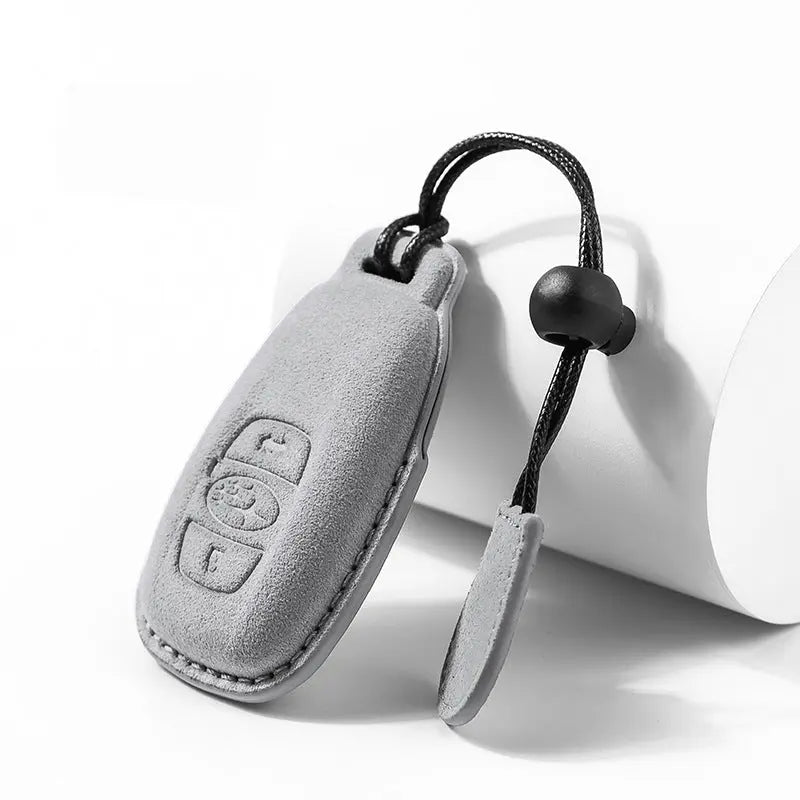 Subaru Alcantara suede key fob cover in light grey