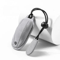 Tesla Alcantara suede key fob cover in light grey