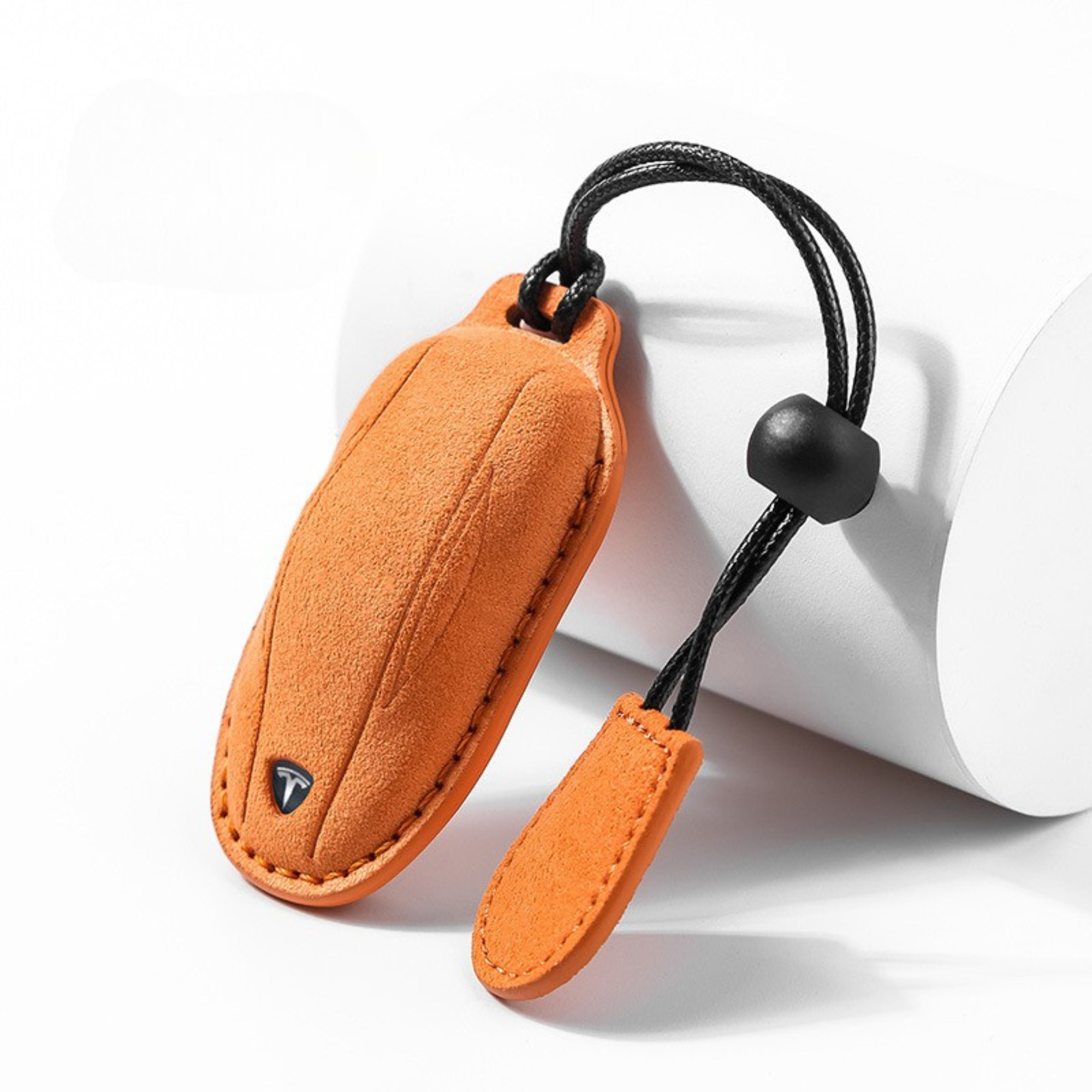 Orange alcantara Tesla key fob case – style A

