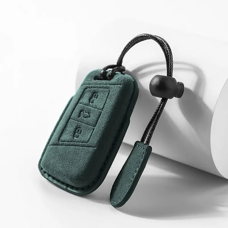 Volkswagen Alcantara suede key fob cover in dark grey