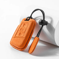 Volkswagen Alcantara suede key fob cover in orange, view 2