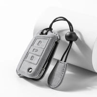 Volkswagen Alcantara suede key fob cover in light grey