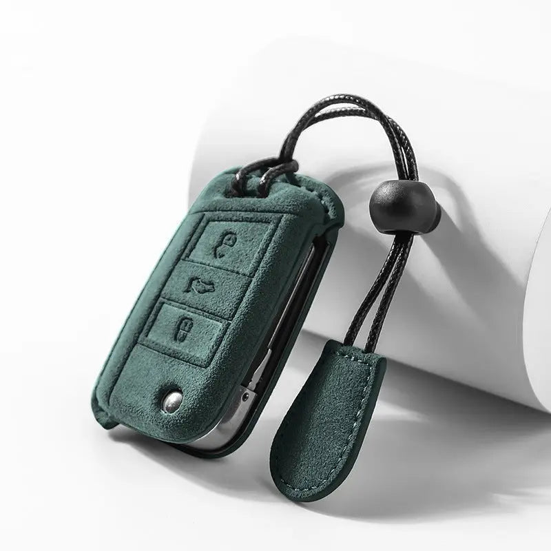 Green Alcantara VW Golf flip key cover – Type D Volkswagen key case