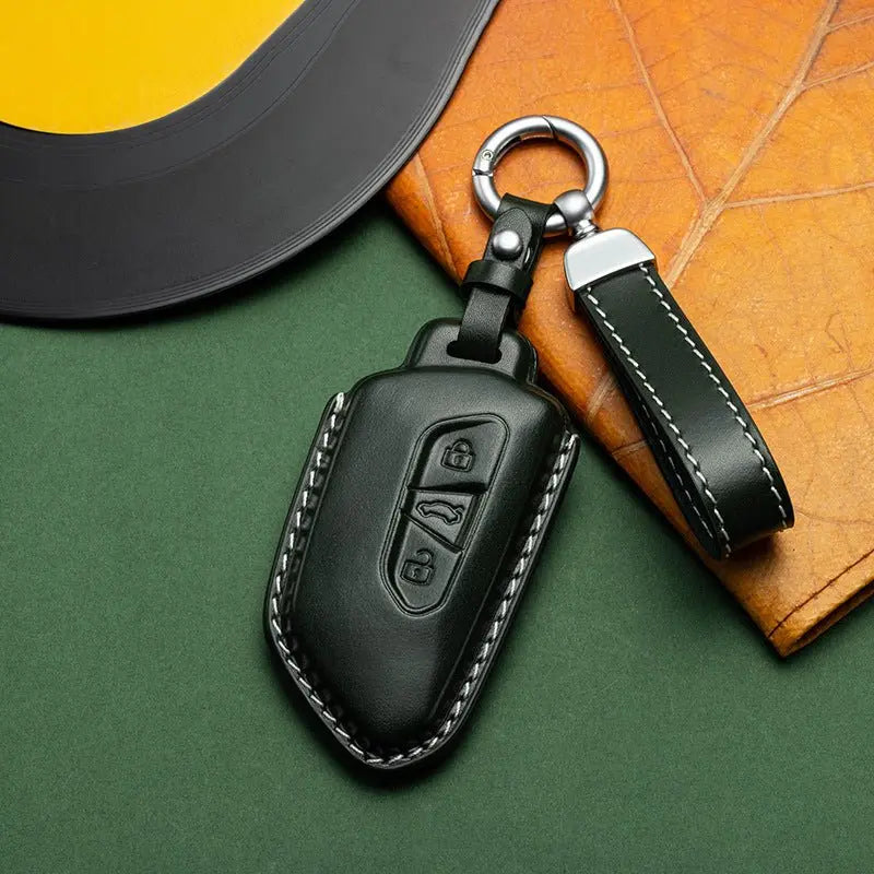 Volkswagen leather key fob cover in green
