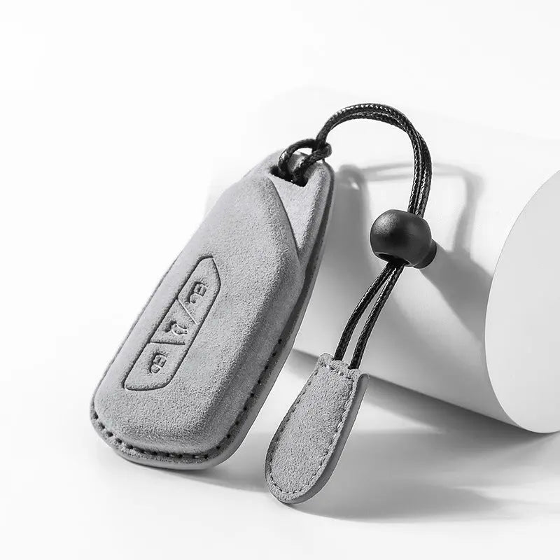 Volkswagen Alcantara suede key fob cover in light grey